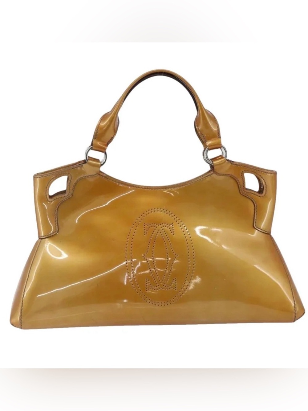 Cartier Marcello Glossy Patent Leather Shoulder Bag - Caramel